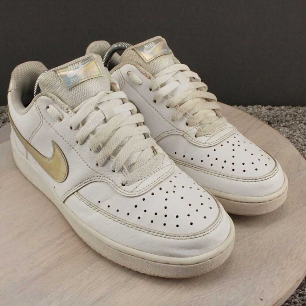 Nike Court Vision Low Sneakers Womens 10 White Leather Casual - Picture 2 of 11